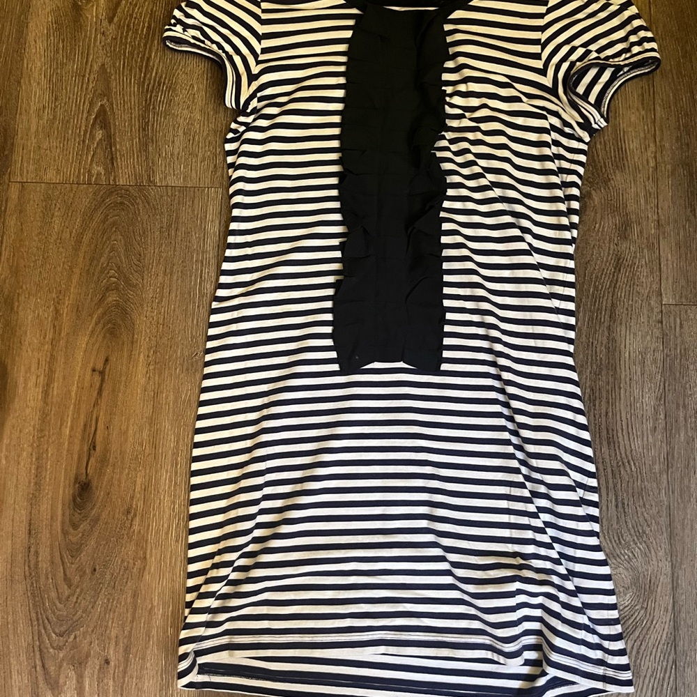 Theory Navy and White Striped Mini Dress